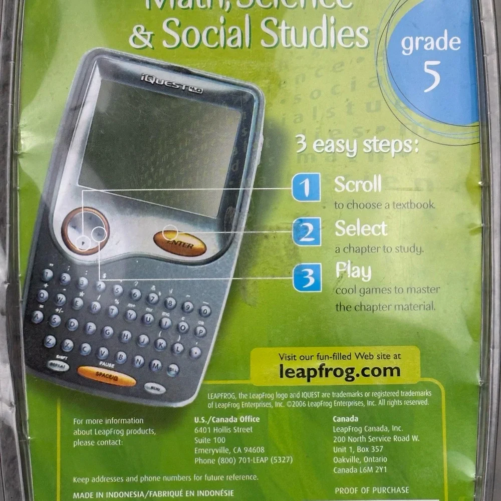 NIP LeapFrog iQuest 4.0 Set of 3 Math‎ Science Social Studies Grade 5 Cartridges